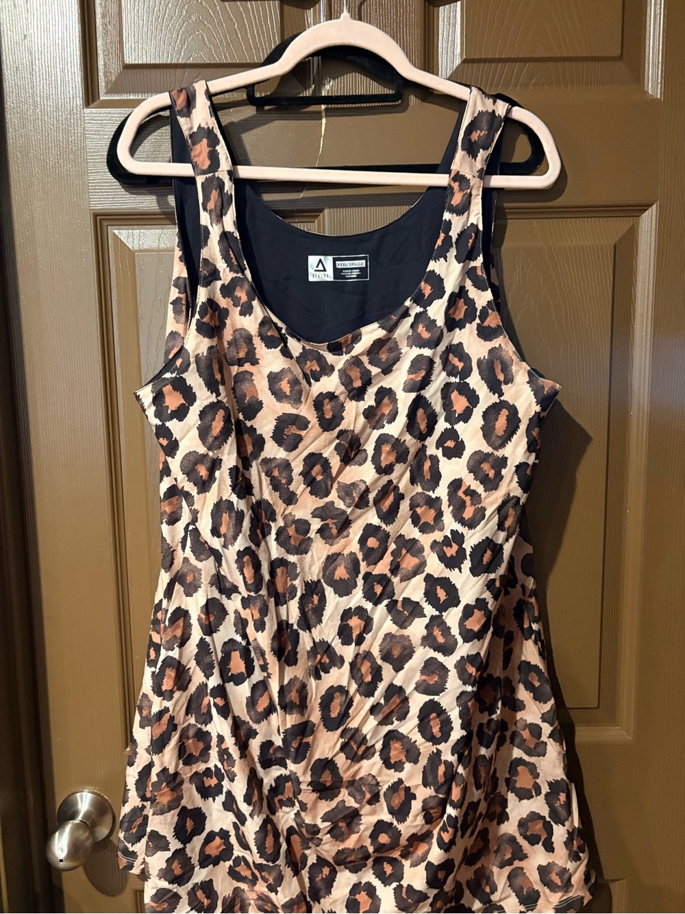 Leopard Print Sleeveless Mini Dress - Brown/Beige